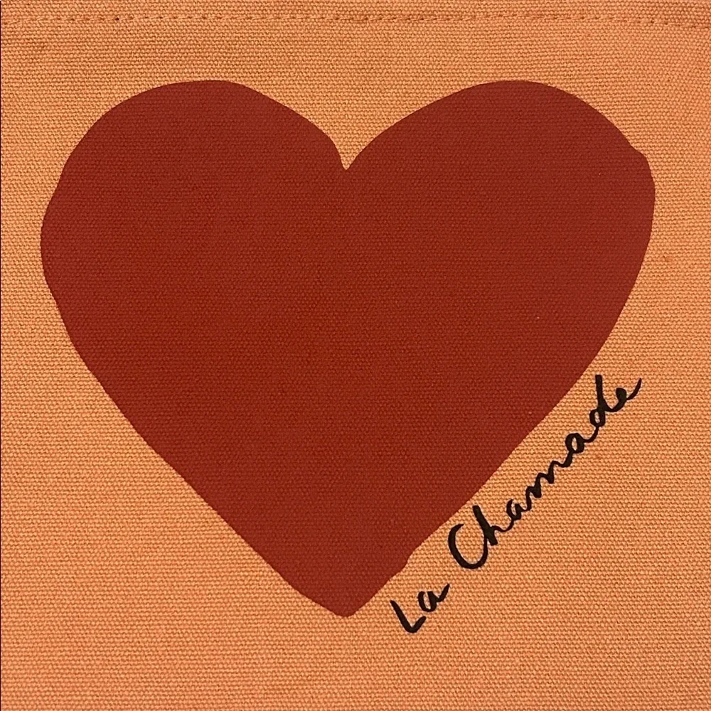 Sezane La Chamade Heart Zip Top Cotton Canvas Clutch Cosmetic Pouch New